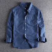 Pamata minimālisma vīriešu kreklu jaka Tīras kokvilnas mazgāta Oksfordas militārā vieglā ikdienas darba safari stila krekli Vīriešu krekls