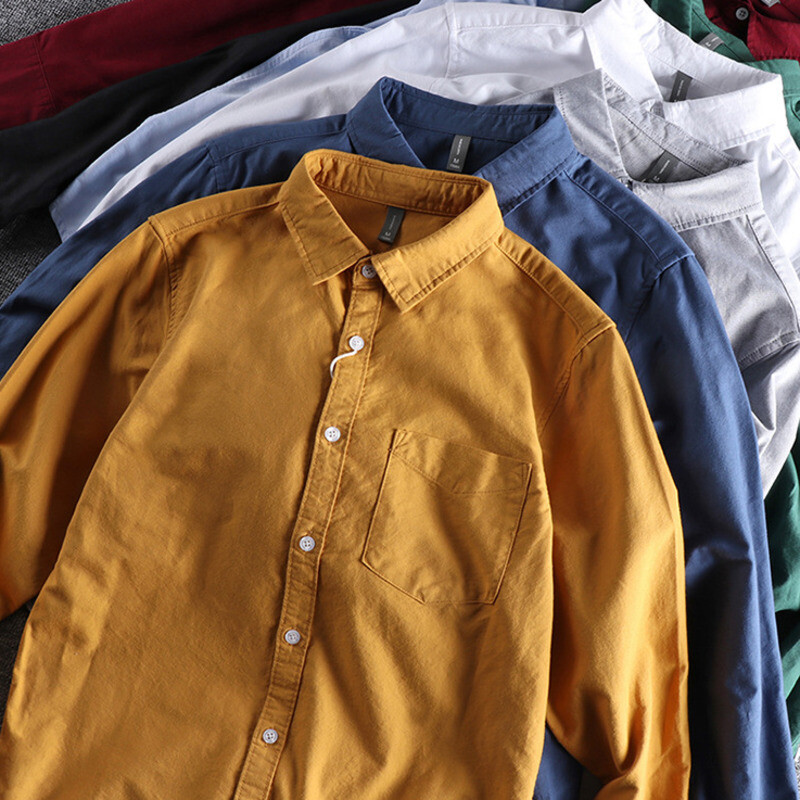 Pamata minimālisma vīriešu kreklu jaka Tīras kokvilnas mazgāta Oksfordas militārā vieglā ikdienas darba safari stila krekli Vīriešu krekls