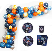 Προμήθειες για πάρτι στο Outer Space Θέμα Astronaut Planet Παιδιά Σετ σερβίτσιο μιας χρήσης σερβίτσιο μιας χρήσης Πιάτα Φλιτζάνια χαρτοπετσέτες Διακοσμητικό πανό