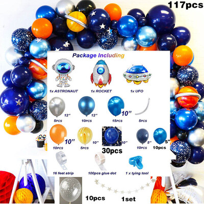 Προμήθειες για πάρτι στο Outer Space Θέμα Astronaut Planet Παιδιά Σετ σερβίτσιο μιας χρήσης σερβίτσιο μιας χρήσης Πιάτα Φλιτζάνια χαρτοπετσέτες Διακοσμητικό πανό