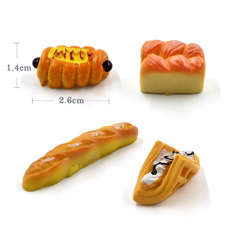 10 db szimulációs étel kis torta kenyér mesterséges miniatűr figura barkácsház kiegészítők baba lakberendezési dekoráció gyanta kézműves