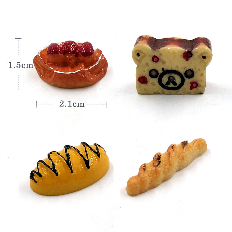 10 db szimulációs étel kis torta kenyér mesterséges miniatűr figura barkácsház kiegészítők baba lakberendezési dekoráció gyanta kézműves