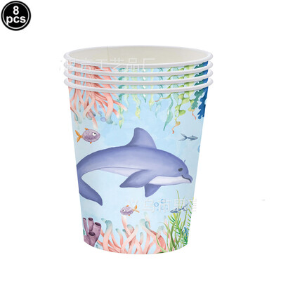 Ocean Party Επιτραπέζια Πιάτα Χαρτοπετσέτες Χάρτινα κύπελλα με θέμα τα ζώα της θάλασσας Σερβίτσιο μίας χρήσης Διακοσμήσεις για πάρτι γενεθλίων Baby Shower