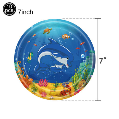 Ocean Party Επιτραπέζια Πιάτα Χαρτοπετσέτες Χάρτινα κύπελλα με θέμα τα ζώα της θάλασσας Σερβίτσιο μίας χρήσης Διακοσμήσεις για πάρτι γενεθλίων Baby Shower