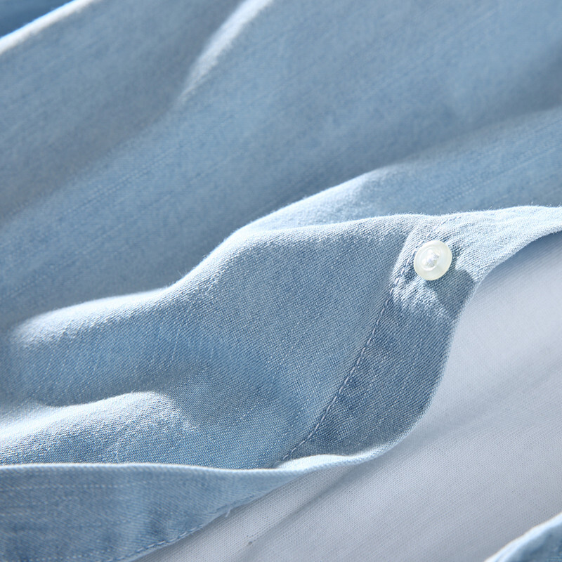 3 krāsu 2024. gads. Jauns vīriešu ikdienas džinsa krekls Modes ikdienas kokvilnas slaids kovboju krekls ar garām piedurknēm vīriešu zīmola apģērbi