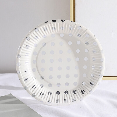 10 τμχ/Σετ 7 ιντσών Bronzing Golden Dots Party Σετ επιτραπέζιων σκευών μιας χρήσης Προμήθειες διακόσμησης πάρτι Προμήθειες γάμου