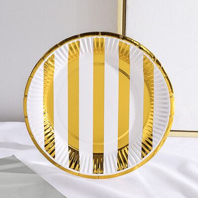 10 τμχ/Σετ 7 ιντσών Bronzing Golden Dots Party Σετ επιτραπέζιων σκευών μιας χρήσης Προμήθειες διακόσμησης πάρτι Προμήθειες γάμου