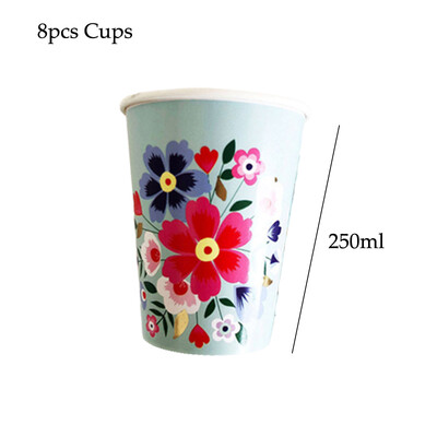 Χάρτινα πιάτα Retrol Flower Cups Γενέθλια & Γάμος Κήπος Διακόσμηση χάρτινου ποτηριού για σετ επιτραπέζιων σκευών μιας χρήσης