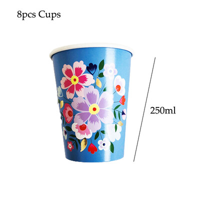 Χάρτινα πιάτα Retrol Flower Cups Γενέθλια & Γάμος Κήπος Διακόσμηση χάρτινου ποτηριού για σετ επιτραπέζιων σκευών μιας χρήσης