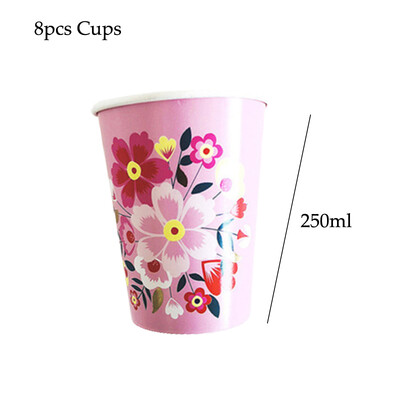 Χάρτινα πιάτα Retrol Flower Cups Γενέθλια & Γάμος Κήπος Διακόσμηση χάρτινου ποτηριού για σετ επιτραπέζιων σκευών μιας χρήσης