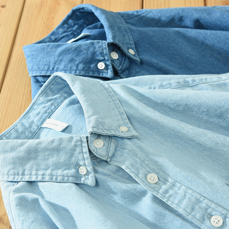 Άνοιξη και φθινόπωρο Νέο φρέσκο μακρυμάνικο τζιν πουκάμισο μοντέρνο ανδρικό καθαρό βαμβακερό casual χαλαρό άνετο μπλουζάκι CM2137