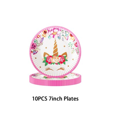 Vienradža galda piederumu komplekts Meitene Unicorn tēma Papīra krūzes Šķīvji Baloni Dekors Priecīgs fons Ballīšu piederumi Bērniem Labvēlības Dāvana
