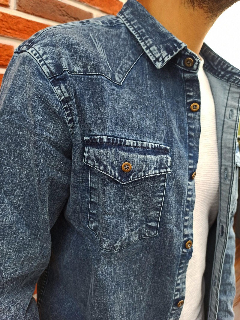 AIOPESON kokvilnas vīriešu džinsa krekli vienkrāsainos divkabatās ikdienas vīriešu kovboju krekli Jauni rudens plāni, kvalitatīvi krekli vīriešiem