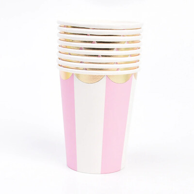 8 τμχ/σετ Παστέλ Παστέλ Χάρτινα Κύπελλα Παστέλ μιας χρήσης Επιτραπέζια σκεύη Μπλε ροζ Προμήθειες για πάρτι γενεθλίων Ντους μωρού Βάπτιση Αποκάλυψη φύλου