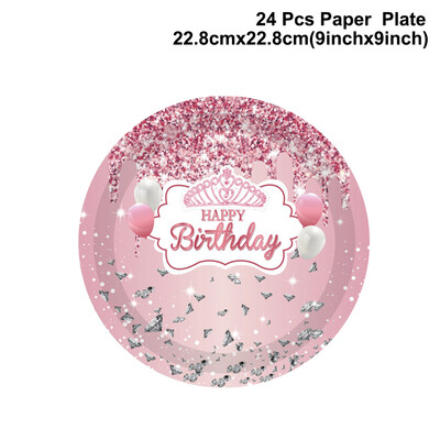 Rozā dimanta daudz laimes dzimšanas dienā bērnu dušas ballīšu rotājumi Galdauts Reklāmkarogs Galda piederumi Meiteņu līgavas dušas piederumi pieaugušajiem