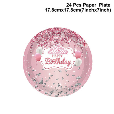 Rozā dimanta daudz laimes dzimšanas dienā bērnu dušas ballīšu rotājumi Galdauts Reklāmkarogs Galda piederumi Meiteņu līgavas dušas piederumi pieaugušajiem