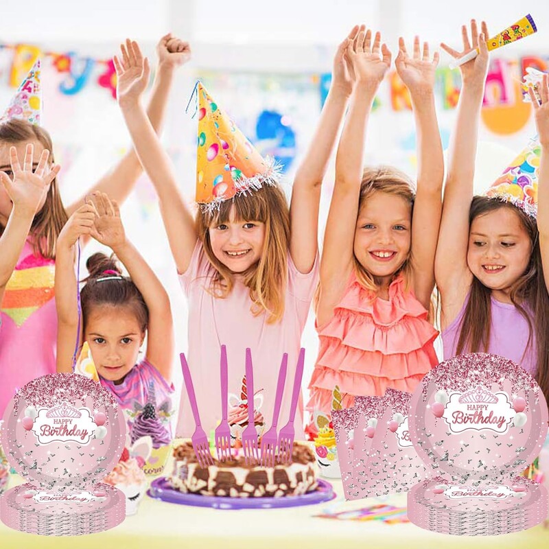 Rozā dimanta daudz laimes dzimšanas dienā bērnu dušas ballīšu rotājumi Galdauts Reklāmkarogs Galda piederumi Meiteņu līgavas dušas piederumi pieaugušajiem