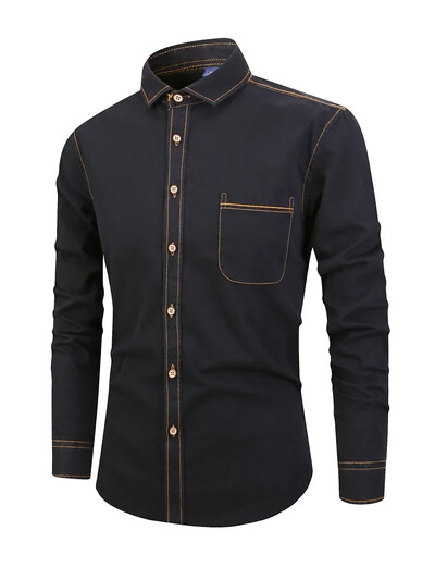 2024. gads. Vīriešu ikdienas džinsa krekli ar garām piedurknēm.