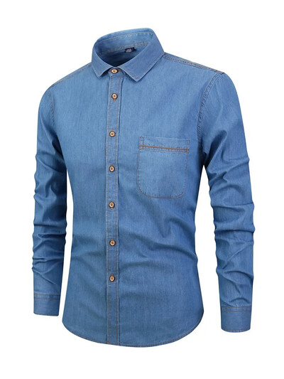 2024. gads. Vīriešu ikdienas džinsa krekli ar garām piedurknēm.