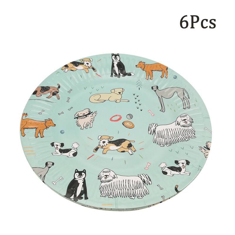 Chicinlife 6Pcs Cute Pet Dog Χρόνια Πολλά Χάρτινα Πιάτα Κύπελλα Επιτραπέζια σκεύη 1η γενέθλια Διακόσμηση για βρεφική έκθεση Προμήθειες για πάρτι για το σπίτι