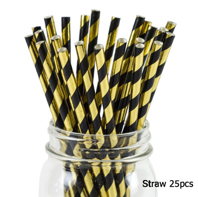 Μαύρη σειρά Gold Blocking Επιτραπέζια σκεύη μιας χρήσης Χάρτινα πιάτα Χαρτοπετσέτες Φλιτζάνια Καλαμάκια για πάρτι γενεθλίων Διακόσμηση Πρωτοχρονιάς γάμου