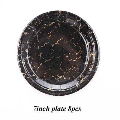 Μαύρη σειρά Gold Blocking Επιτραπέζια σκεύη μιας χρήσης Χάρτινα πιάτα Χαρτοπετσέτες Φλιτζάνια Καλαμάκια για πάρτι γενεθλίων Διακόσμηση Πρωτοχρονιάς γάμου