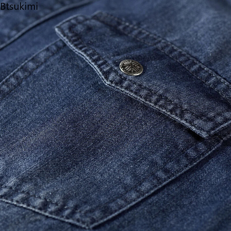 2024 Cămașă de blugi pentru bărbați, cu mânecă lungă, 100% bumbac, de înaltă calitate, Cămașă casual de blugi pentru bărbați, de înaltă calitate, de top Cămăși pentru bărbați, plus mărimea 4XL