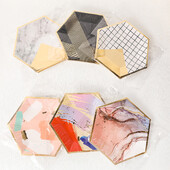 10 τμχ/Σετ Νέο Εξάγωνο Χρώμα Μπρονζέ Δίσκος Προμήθειες Γενεθλίων Χάρτινο Πιάτο Μίας Χρήσης Διακοσμητικό Γάμου Diy Χειροποίητα Προμήθειες