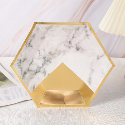 10 τμχ/Σετ Νέο Εξάγωνο Χρώμα Μπρονζέ Δίσκος Προμήθειες Γενεθλίων Χάρτινο Πιάτο Μίας Χρήσης Διακοσμητικό Γάμου Diy Χειροποίητα Προμήθειες