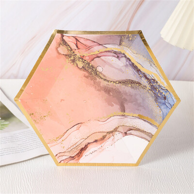 10 τμχ/Σετ Νέο Εξάγωνο Χρώμα Μπρονζέ Δίσκος Προμήθειες Γενεθλίων Χάρτινο Πιάτο Μίας Χρήσης Διακοσμητικό Γάμου Diy Χειροποίητα Προμήθειες