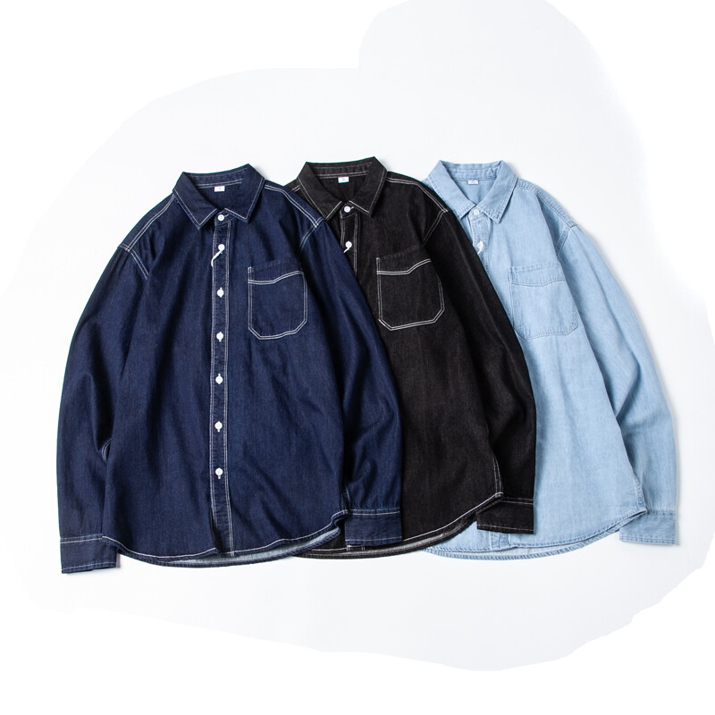 Ανοιξιάτικο φθινόπωρο μοντέρνο πουκάμισο Cowboy Ανδρικά ρούχα εργασίας Ιαπωνίας ρετρό μακρυμάνικο καθαρό 100% βαμβακερό πουκάμισο τζιν Casual Coups