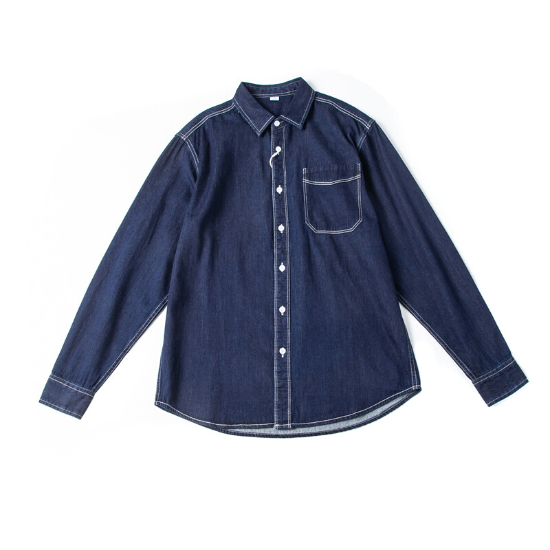 Ανοιξιάτικο φθινόπωρο μοντέρνο πουκάμισο Cowboy Ανδρικά ρούχα εργασίας Ιαπωνίας ρετρό μακρυμάνικο καθαρό 100% βαμβακερό πουκάμισο τζιν Casual Coups