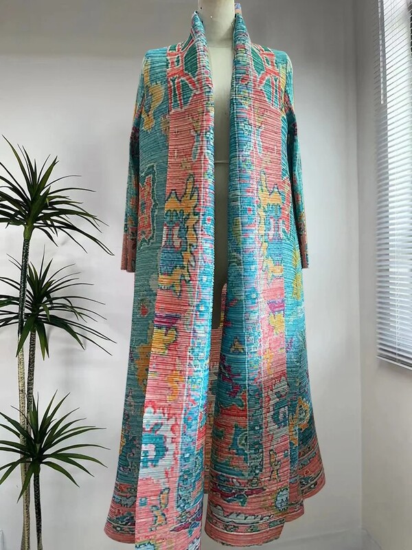 Plisēts pārrobežu rudens universāls vējjakas mētelis 145cm apmetņa apdruka sieviešu mode