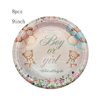 Jauks mazais lācis vienreizlietojamie galda piederumi Papīra šķīvis Papīra glāze Salvete Papīrs Salmu bērnu duša Daudz laimes dzimšanas dienā Piknika ballītes dekors