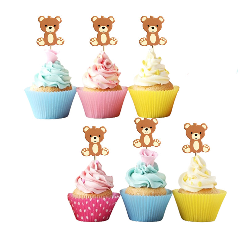 Jauks mazais lācis vienreizlietojamie galda piederumi Papīra šķīvis Papīra glāze Salvete Papīrs Salmu bērnu duša Daudz laimes dzimšanas dienā Piknika ballītes dekors