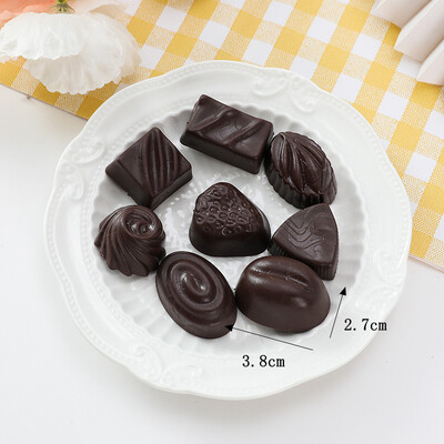 Szimulált tiszta fekete csokoládé, mogyoró, fehér, barna, rum ízű, desszert, pékség, kávézó, hamis étel 8 db/készlet