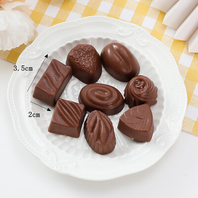 Szimulált tiszta fekete csokoládé, mogyoró, fehér, barna, rum ízű, desszert, pékség, kávézó, hamis étel 8 db/készlet