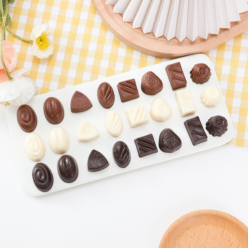 Szimulált tiszta fekete csokoládé, mogyoró, fehér, barna, rum ízű, desszert, pékség, kávézó, hamis étel 8 db/készlet