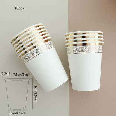 Zelta mežģīņu komplekts galda piederumi vienreizējās lietošanas papīra šķīvji krūzes salvetes dzimšanas dienas dzimumi atklāti kāzu pasākumi ballīšu dekorācijas