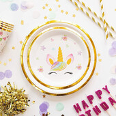 Vienaragio vienkartiniai stalo reikmenys Vaivorykštės arklio servetėlė Vienaragio gimtadienio lėkštės puodelis Laimingos vienaragio mergaitės berniuko gimtadienio šventės reikmenys