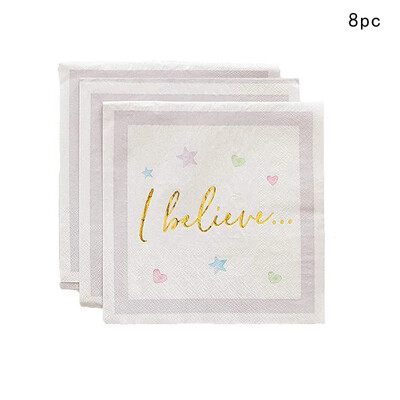 Vienaragio vienkartiniai stalo reikmenys Vaivorykštės arklio servetėlė Vienaragio gimtadienio lėkštės puodelis Laimingos vienaragio mergaitės berniuko gimtadienio šventės reikmenys