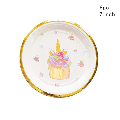 Vienaragio vienkartiniai stalo reikmenys Vaivorykštės arklio servetėlė Vienaragio gimtadienio lėkštės puodelis Laimingos vienaragio mergaitės berniuko gimtadienio šventės reikmenys