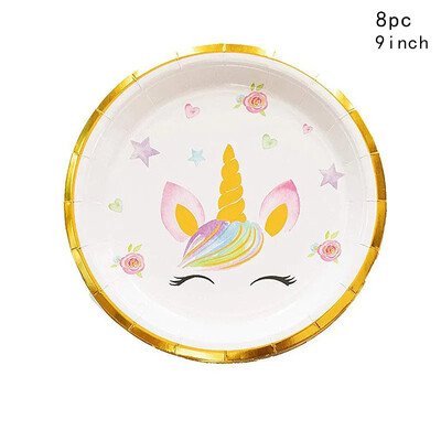 Vienaragio vienkartiniai stalo reikmenys Vaivorykštės arklio servetėlė Vienaragio gimtadienio lėkštės puodelis Laimingos vienaragio mergaitės berniuko gimtadienio šventės reikmenys