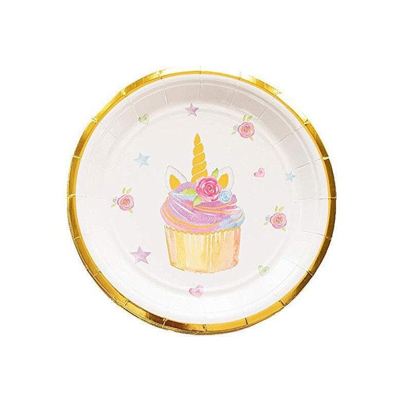 Vienaragio vienkartiniai stalo reikmenys Vaivorykštės arklio servetėlė Vienaragio gimtadienio lėkštės puodelis Laimingos vienaragio mergaitės berniuko gimtadienio šventės reikmenys