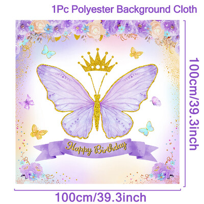 Lila pillangós eldobható étkészlet dekoratív pillangós születésnapi parti dekoráció lányoknak babazuhany Ajándék pillangók dekoráció
