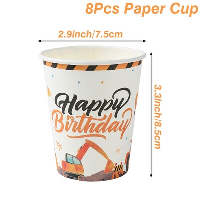 Είδη για πάρτι γενεθλίων κατασκευών Μεταφορικά πάρτι Επιτραπέζια χάρτινα πιάτα Κύπελλα χαρτοπετσέτες για διακοσμητικά πάρτι με θέμα φορτηγό