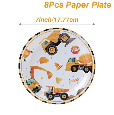 Είδη για πάρτι γενεθλίων κατασκευών Μεταφορικά πάρτι Επιτραπέζια χάρτινα πιάτα Κύπελλα χαρτοπετσέτες για διακοσμητικά πάρτι με θέμα φορτηγό