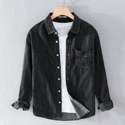 Ανδρικά τζιν πουκάμισα βαμβακερά μακρυμάνικα φθινοπωρινά φαρδιά πουκάμισα casual ανδρικά ρούχα Πρωτοχρονιάτικα δώρα μόδας ανοιξιάτικα μπλουζάκια για άνδρες