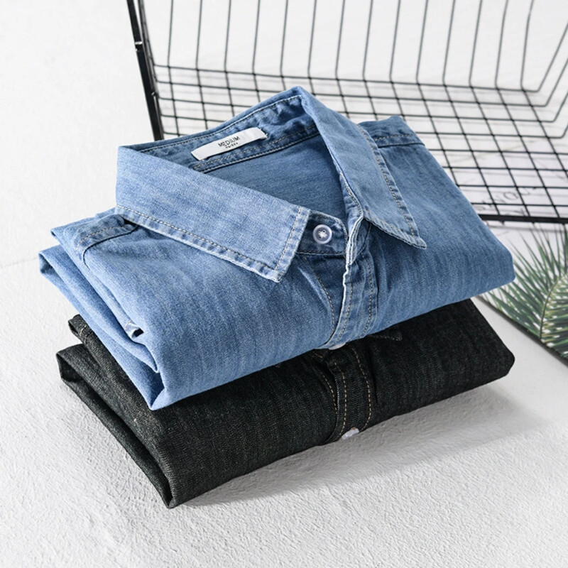 Ανδρικά τζιν πουκάμισα βαμβακερά μακρυμάνικα φθινοπωρινά φαρδιά πουκάμισα casual ανδρικά ρούχα Πρωτοχρονιάτικα δώρα μόδας ανοιξιάτικα μπλουζάκια για άνδρες