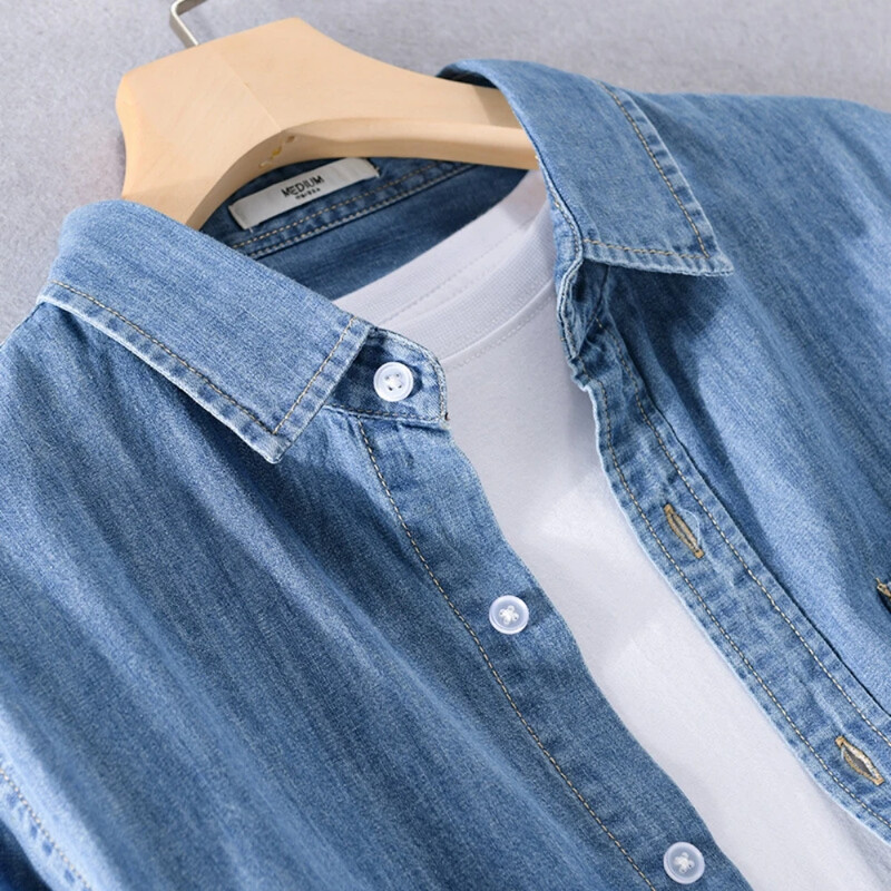 Ανδρικά τζιν πουκάμισα βαμβακερά μακρυμάνικα φθινοπωρινά φαρδιά πουκάμισα casual ανδρικά ρούχα Πρωτοχρονιάτικα δώρα μόδας ανοιξιάτικα μπλουζάκια για άνδρες